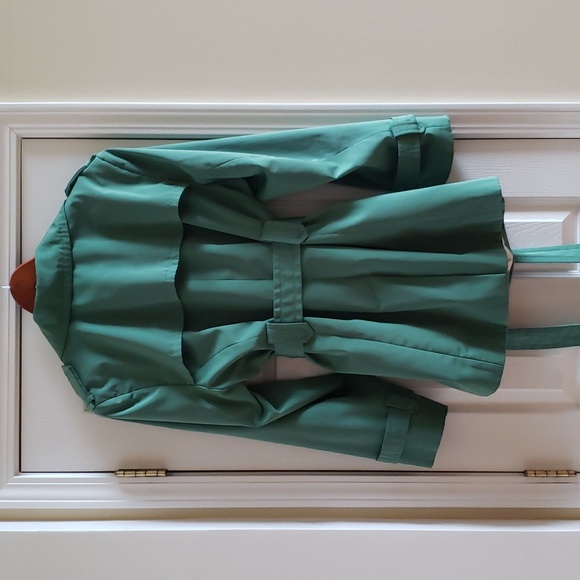 Calvin Klein Kelly Green Double Breasted Belted Trench Jacket / Coat Women's 1X - Picture 2 of 9